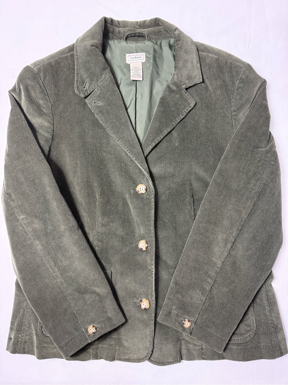 L.L.Bean Olive Green Corduroy Blazer Jacket Dark Academia